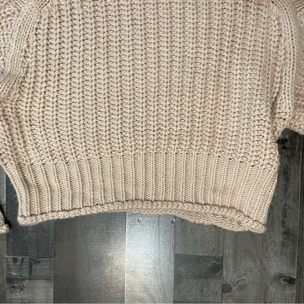 H&M Cropped Turtleneck Sweater Oversized Chunky Knit Women’s XS Blush Pink - Picture 11 of 13